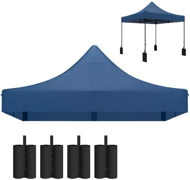 Main image of Aosom 10' x 10' Replacement Canopy Top for Pop Up Canopy Tent with 4 Sand Bags, UPF50+ Protection, Navy Blue
