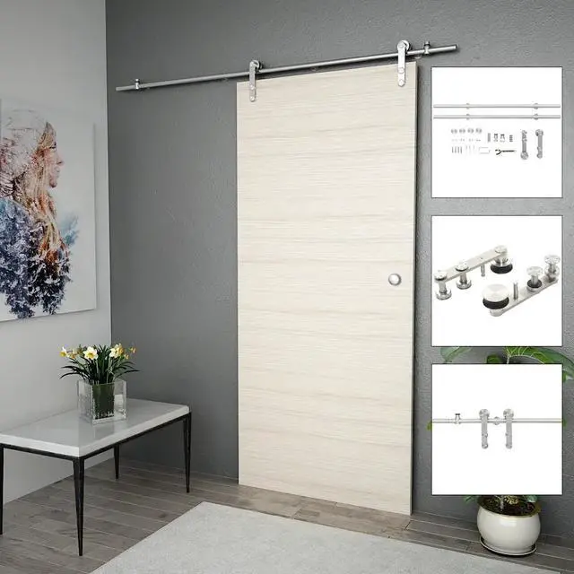 Alt view image 11 of 12 - vidaXL Barn Door Kit Sliding Door Hardware Kit Door Track Stainless Steel Silver