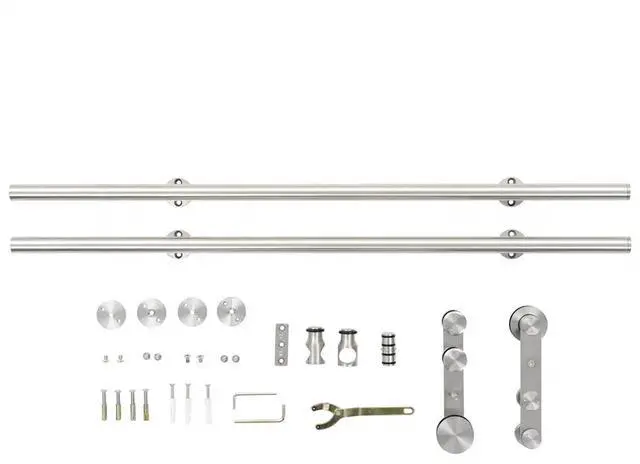 Alt view image 12 of 12 - vidaXL Barn Door Kit Sliding Door Hardware Kit Door Track Stainless Steel Silver