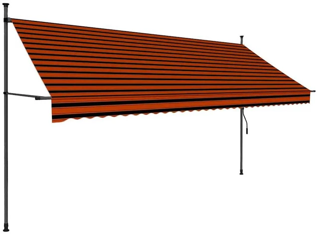 Alt view image 10 of 16 - vidaXL Manual Retractable Awning with LED 137.8" Orange and Brown