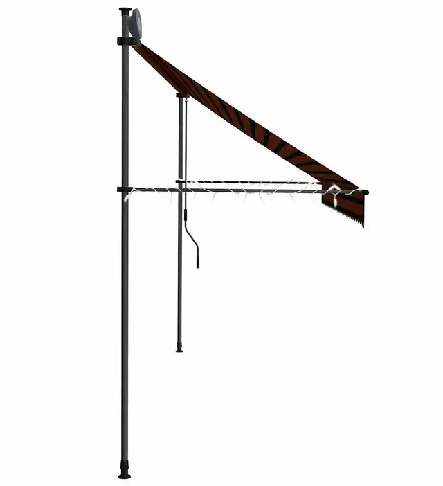 Alt view image 13 of 16 - vidaXL Manual Retractable Awning with LED 137.8" Orange and Brown