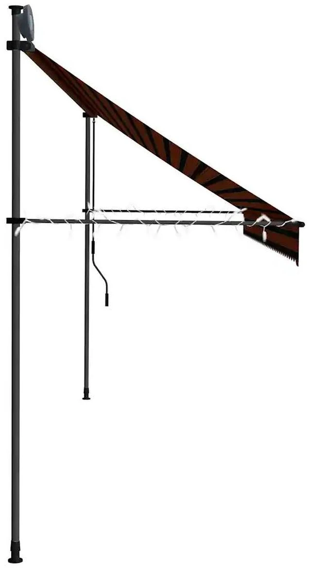 Alt view image 8 of 9 - vidaXL Manual Retractable Awning with LED 157.5" Orange and Brown