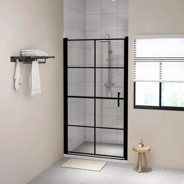Main image of vidaXL Shower Doors Tempered Glass 39.4"x70.1" Black