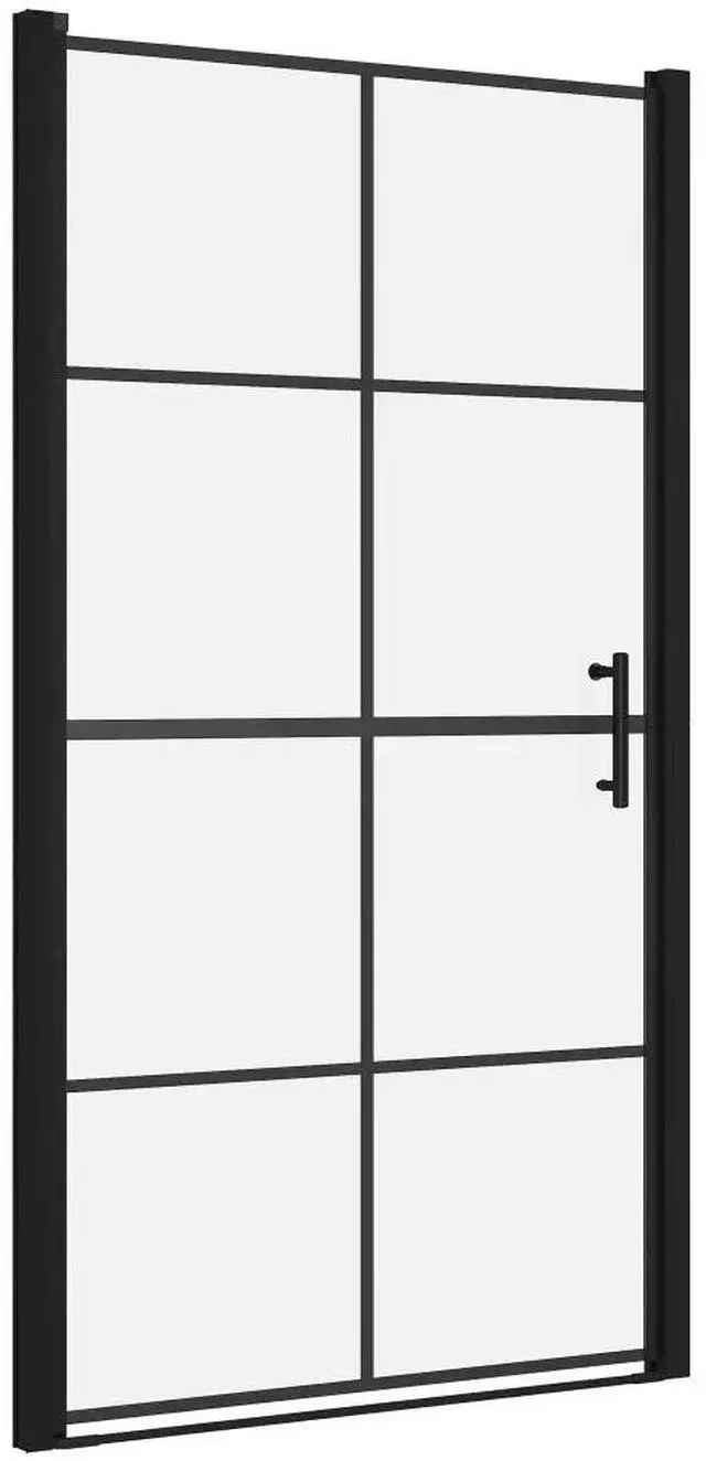 Alt view image 2 of 5 - vidaXL Shower Doors Tempered Glass 39.4"x70.1" Black