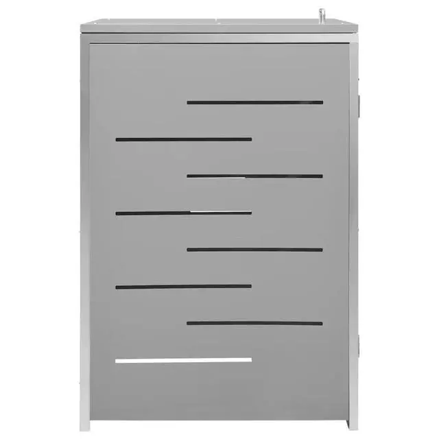 Alt view image 12 of 13 - vidaXL Single Wheelie Bin Shed 27.2"x30.5"x45.3" Stainless Steel