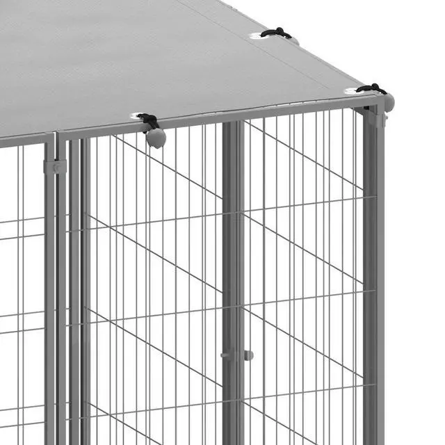 Alt view image 13 of 13 - vidaXL Dog Kennel Silver 43.3"x43.3"x43.3" Steel