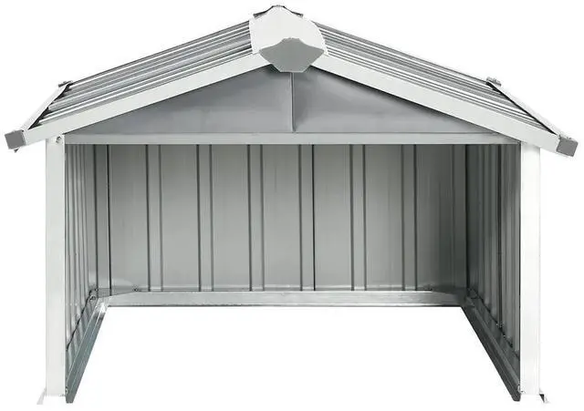 Alt view image 3 of 7 - vidaXL Garden Robot Lawnmower Shed 36.2"x38.2"x24.8" Galvanized Steel Gray