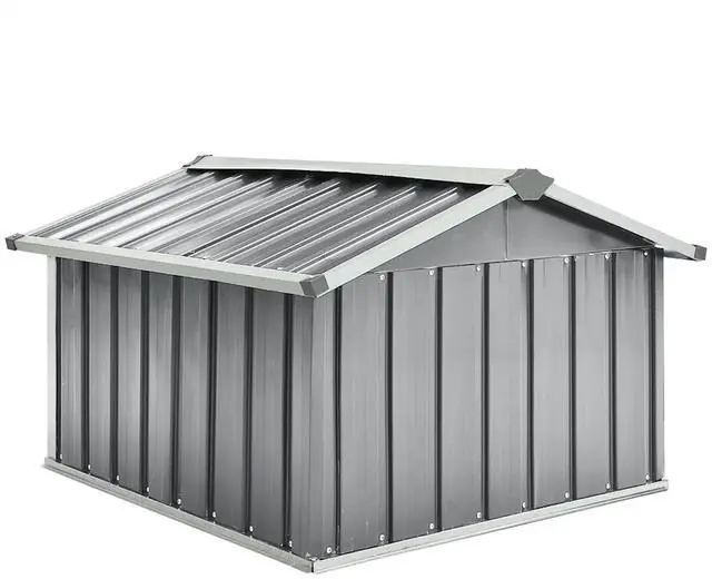 Alt view image 5 of 7 - vidaXL Garden Robot Lawnmower Shed 36.2"x38.2"x24.8" Galvanized Steel Gray