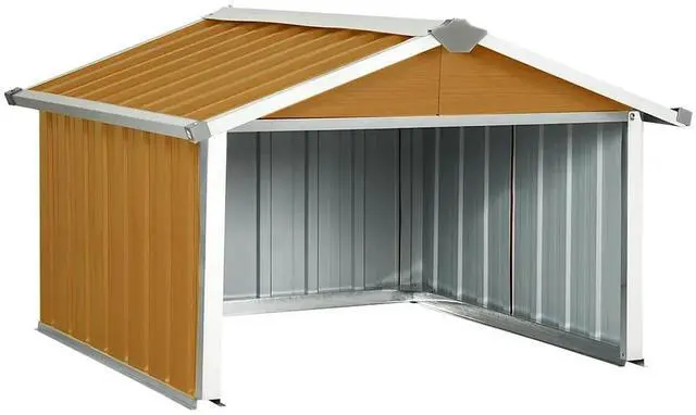 Alt view image 2 of 7 - vidaXL Garden Robot Lawnmower Shed 36.2"x38.2"x24.8" Galvanized Steel Brown