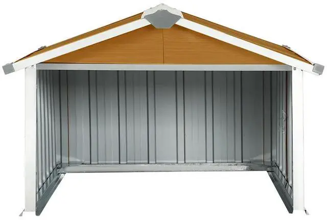 Alt view image 4 of 7 - vidaXL Garden Robot Lawnmower Shed 36.2"x38.2"x24.8" Galvanized Steel Brown