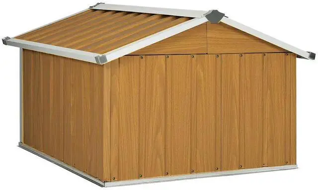 Alt view image 6 of 7 - vidaXL Garden Robot Lawnmower Shed 36.2"x38.2"x24.8" Galvanized Steel Brown