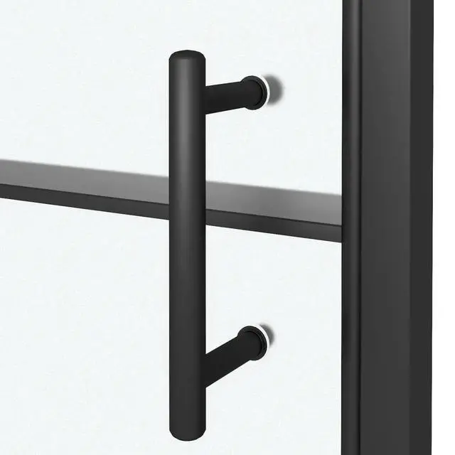 Alt view image 12 of 13 - vidaXL Shower Door 39.4"x70.1" Half Frosted Tempered Glass Black