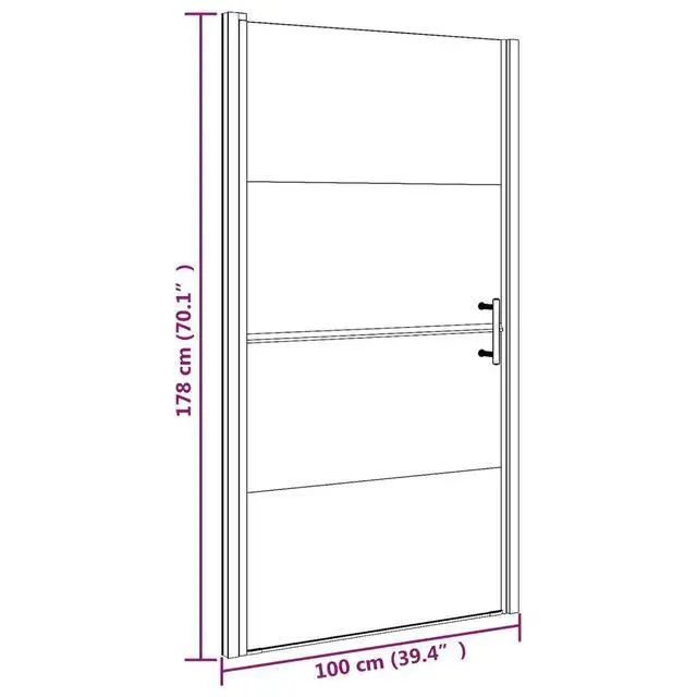 Alt view image 13 of 13 - vidaXL Shower Door 39.4"x70.1" Half Frosted Tempered Glass Black