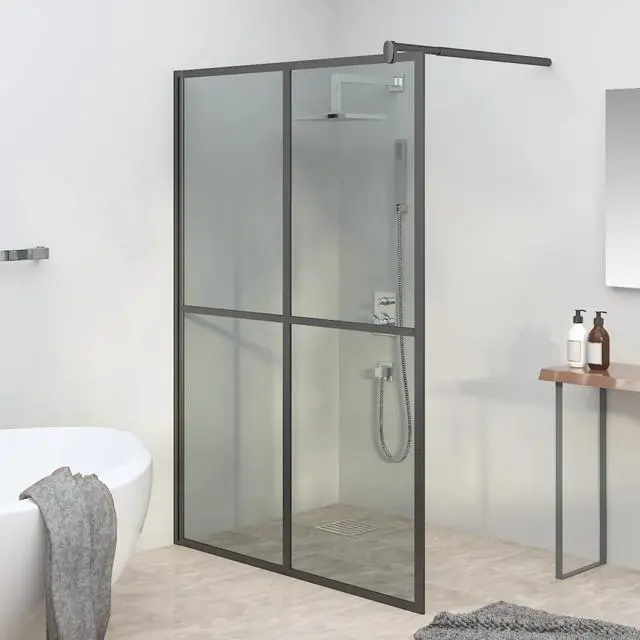 Alt view image 10 of 13 - vidaXL Walk-in Shower Screen 55.1"x76.8" Dark Tempered Glass