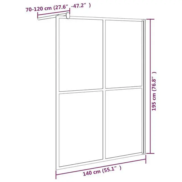 Alt view image 13 of 13 - vidaXL Walk-in Shower Screen 55.1"x76.8" Dark Tempered Glass