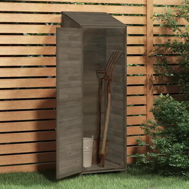 Alt view image 8 of 12 - vidaXL Garden Shed Anthracite 21.7"x20.5"x68.7" Solid Wood Fir