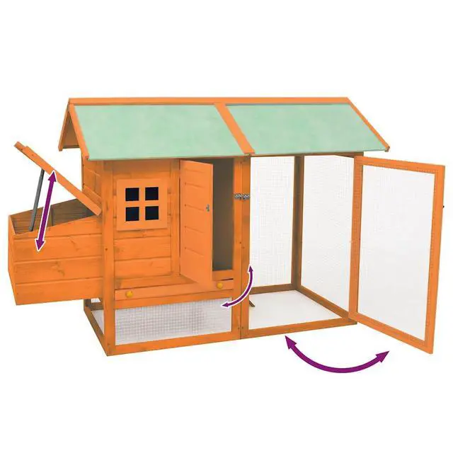 Alt view image 11 of 12 - vidaXL Chicken Cage Solid Pine & Fir Wood 66.9"x31.9"x43.3"