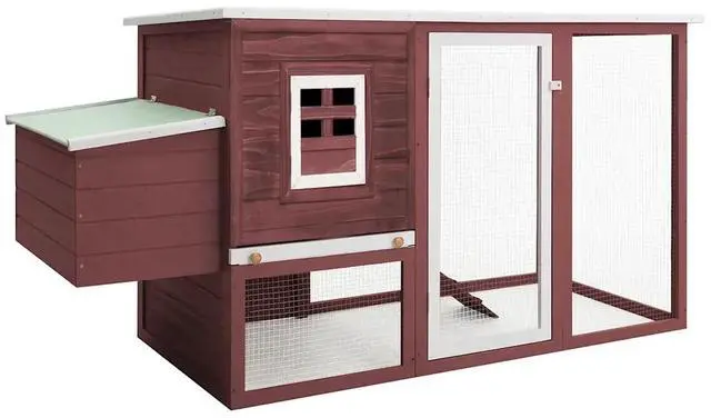 Main image of vidaXL Outdoor Chicken Cage Hen House with 1 Egg Cage Brown Wood