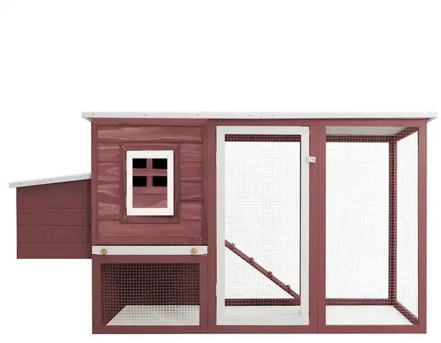 Alt view image 2 of 7 - vidaXL Outdoor Chicken Cage Hen House with 1 Egg Cage Brown Wood
