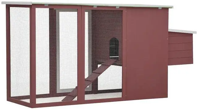 Alt view image 4 of 7 - vidaXL Outdoor Chicken Cage Hen House with 1 Egg Cage Brown Wood