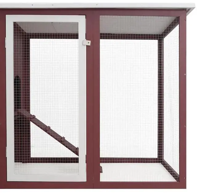 Alt view image 5 of 7 - vidaXL Outdoor Chicken Cage Hen House with 1 Egg Cage Brown Wood