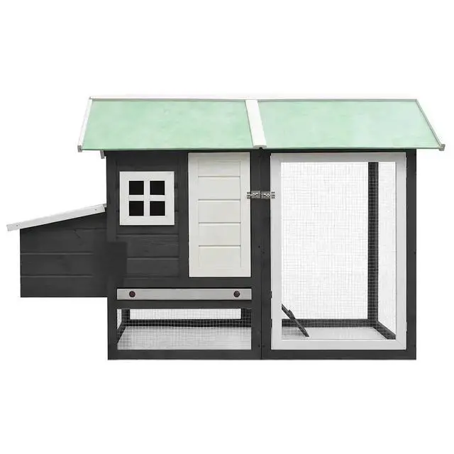 Alt view image 10 of 12 - vidaXL Chicken Cage Gray 66.9"x31.9"x43.3" Solid Pine & Fir Wood