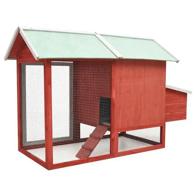 Alt view image 10 of 12 - vidaXL Chicken Cage Red 66.9"x31.9"x43.3" Solid Pine & Fir Wood