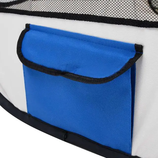 Alt view image 6 of 7 - vidaXL Foldable Dog Playpen with Carrying Bag Blue 43.3"x43.3"x22.8