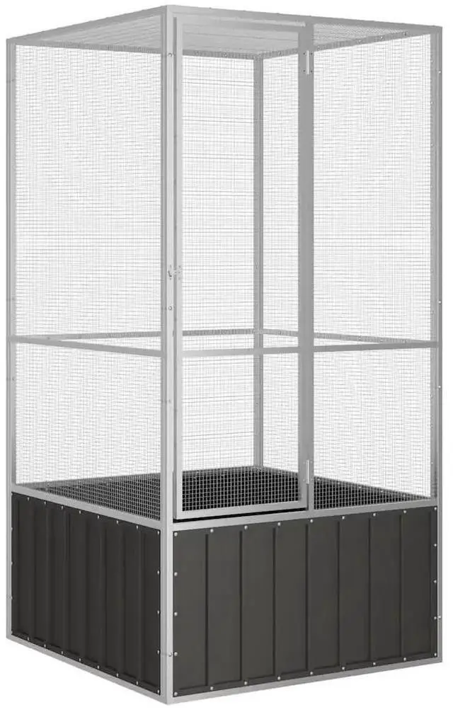 Alt view image 5 of 10 - vidaXL Bird Cage Anthracite 43.7"x42.1"x83.3" Galvanized Steel
