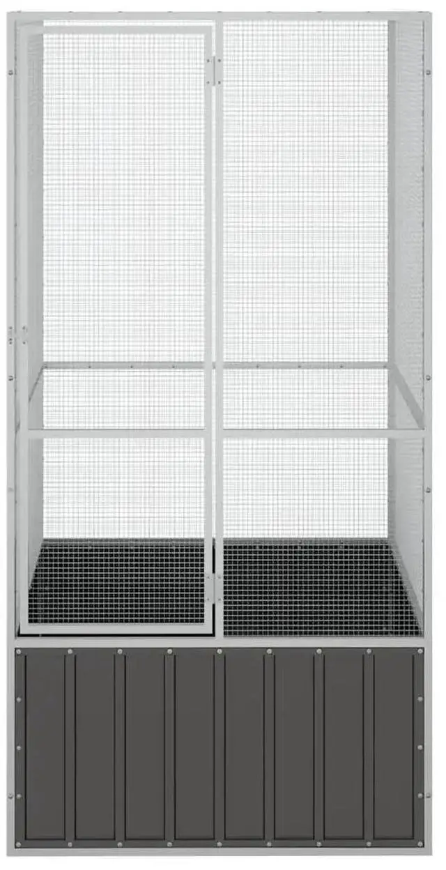 Alt view image 7 of 10 - vidaXL Bird Cage Anthracite 43.7"x42.1"x83.3" Galvanized Steel