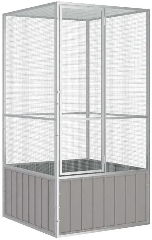 Alt view image 5 of 10 - vidaXL Bird Cage Gray 43.7"x42.1"x83.3" Galvanized Steel