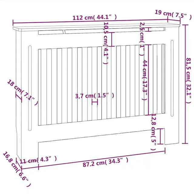 Alt view image 10 of 10 - vidaXL Radiator Cover Radiator Guard for Home Office Heater Cover White MDF