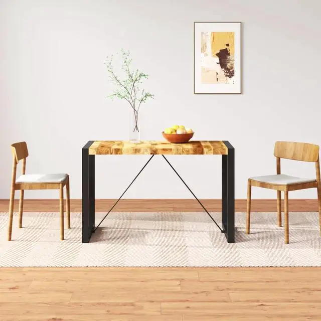 Alt view image 13 of 19 - vidaXL Dining Table Solid Rough Mango Wood Vintage 47.2" Kitchen Dining Room