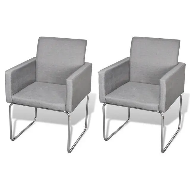 Alt view image 6 of 11 - vidaXL Dining Chairs 2 pcs Light Gray Fabric