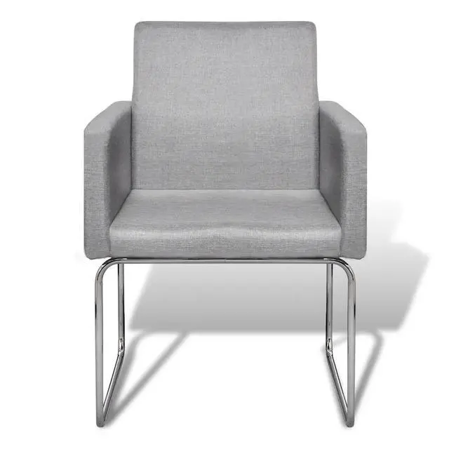 Alt view image 9 of 11 - vidaXL Dining Chairs 2 pcs Light Gray Fabric