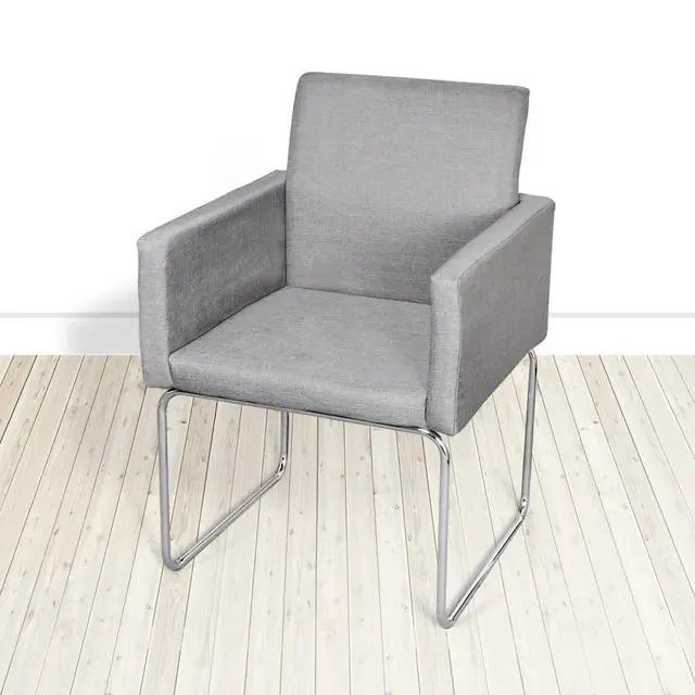 Alt view image 8 of 11 - vidaXL Dining Chairs 2 pcs Light Gray Fabric