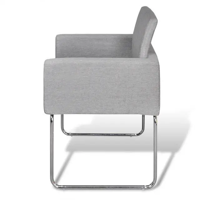 Alt view image 10 of 11 - vidaXL Dining Chairs 2 pcs Light Gray Fabric