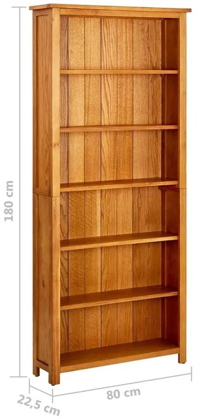 Alt view image 16 of 17 - vidaXL Solid Oak Wood 6-Tier Bookcase Book Shelves Cabinets Display Shelf