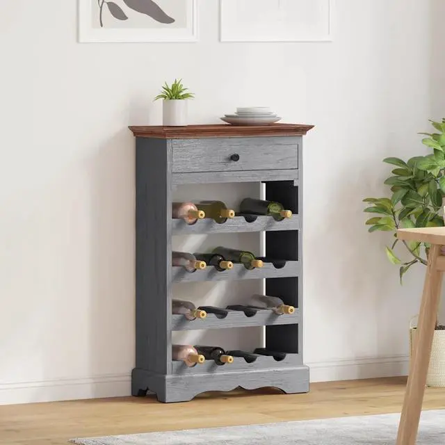 Alt view image 8 of 14 - vidaXL Wine Rack for 12 Bottles Floor Wine Cabinet Holder Solid Reclaimed Wood