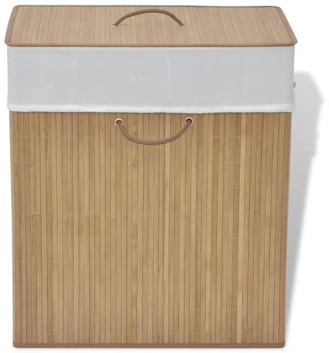 Alt view image 6 of 11 - vidaXL Bamboo Laundry Bin Rectangular Natural