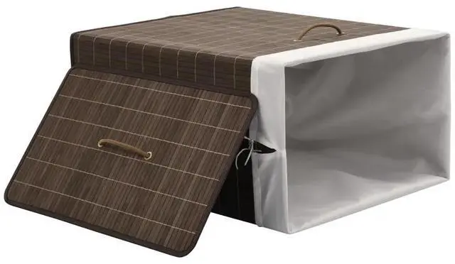 Alt view image 8 of 11 - vidaXL Bamboo Laundry Bin Rectangular Dark Brown