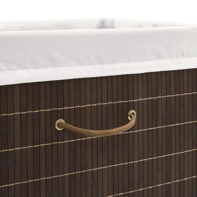 Alt view image 9 of 11 - vidaXL Bamboo Laundry Bin Rectangular Dark Brown
