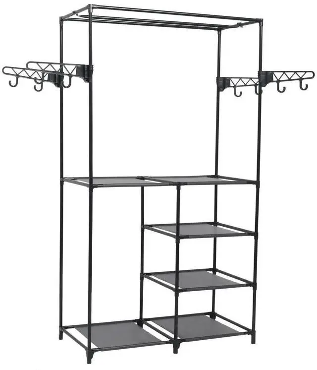 Main image of vidaXL Clothes Rack Steel and Non-woven Fabric 34.3"x17.3"x62.2" Black