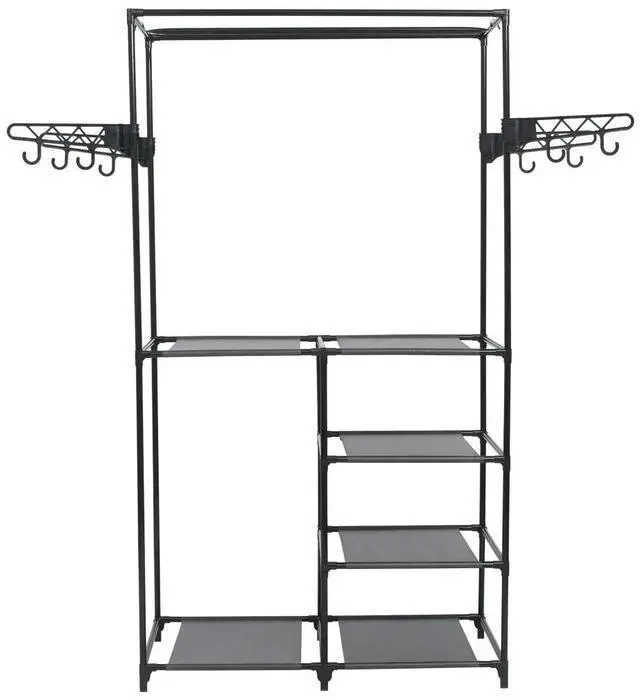 Alt view image 2 of 6 - vidaXL Clothes Rack Steel and Non-woven Fabric 34.3"x17.3"x62.2" Black