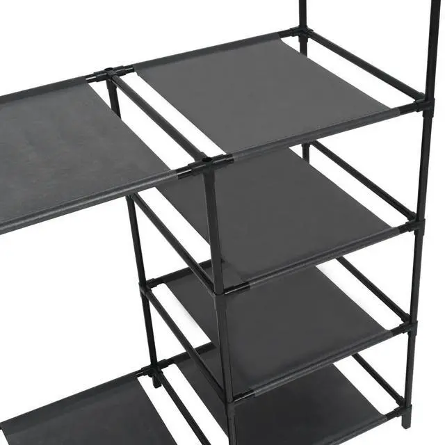 Alt view image 3 of 6 - vidaXL Clothes Rack Steel and Non-woven Fabric 34.3"x17.3"x62.2" Black