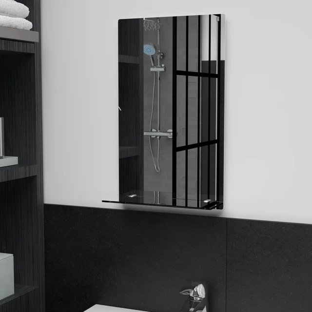 Main image of vidaXL Wall Mirror Transparent Tempered Glass 11.8 x 19.7 in Wall Mirror