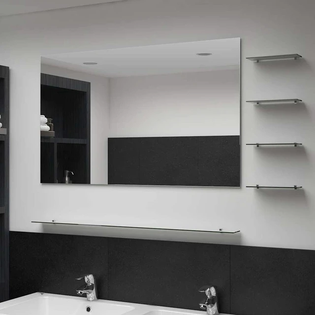 Main image of vidaXL Wall Mirror with 5 Shelves Silver 39.4"x23.6