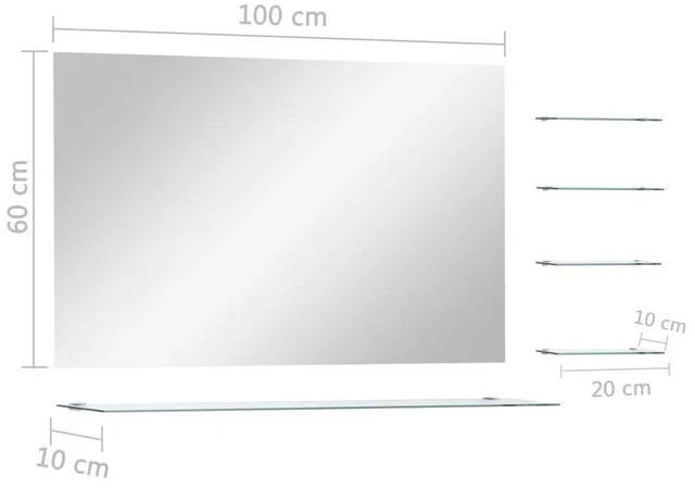 Alt view image 6 of 6 - vidaXL Wall Mirror with 5 Shelves Silver 39.4"x23.6