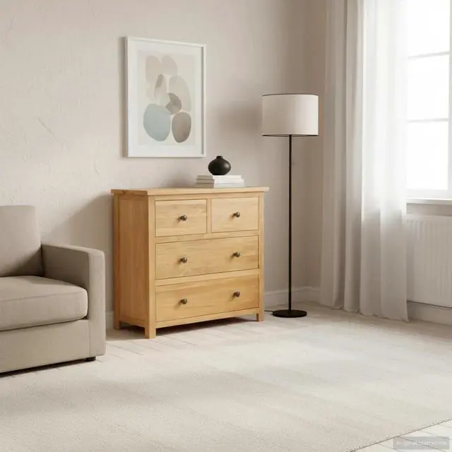 Alt view image 13 of 13 - vidaXL Solid Oak Wood Chest of Drawers Sideboard Drawer Side Storage Cabinet