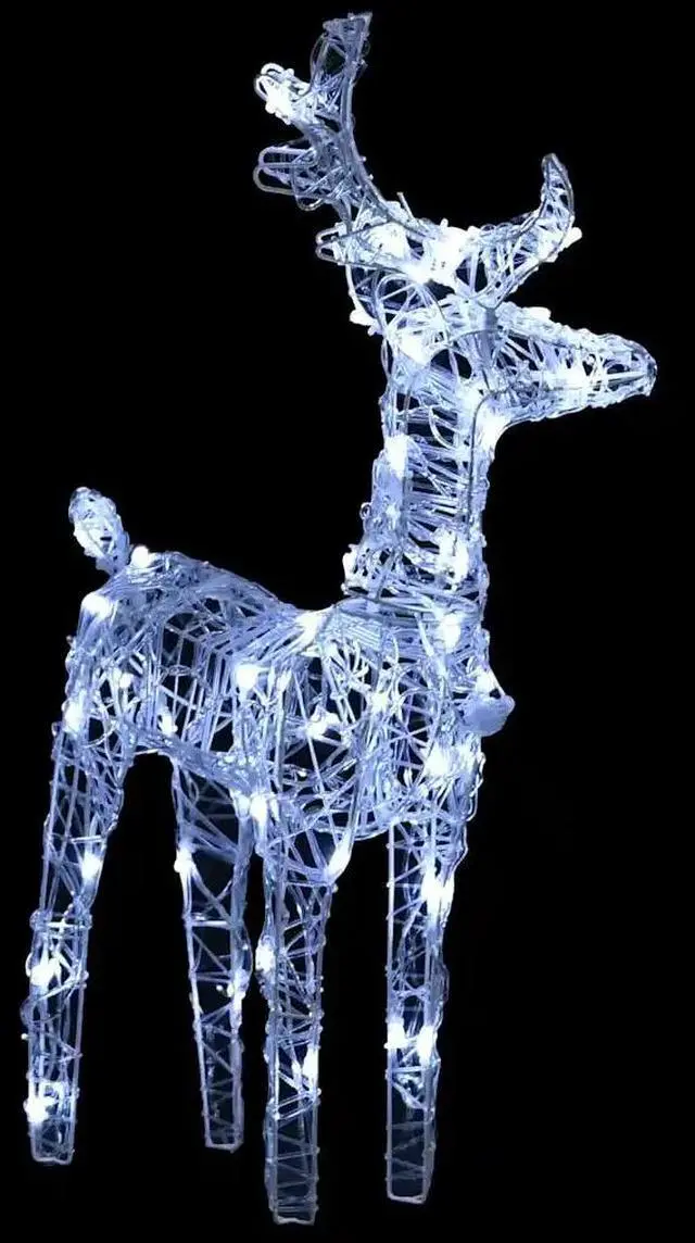 Alt view image 13 of 15 - vidaXL Reindeers & Sleigh Christmas Decoration 110.2"x11"x21.7" Acrylic